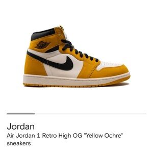 Air Jordan 1 Retro High OG Yellow Ochre Sneakers Size 10